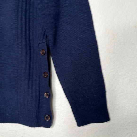 Madewell Pinewood Side Buttons 100% Merino Wool Pullover Sweater Navy Blue Med - Picture 7 of 13